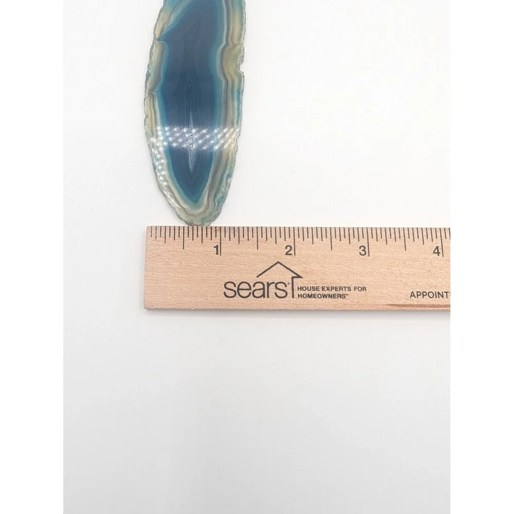 Vintage Blue Agate Slice Hair Clip Barrette Gold Leaf Accent Teal Geode Stone